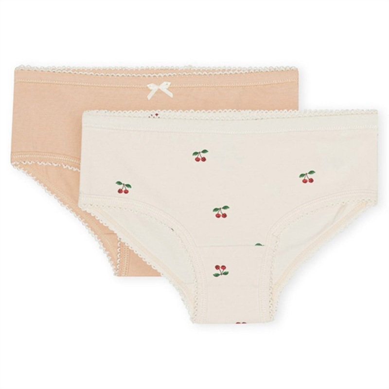 Konges Sljd Basic Underpants 2-pak Cherry\/ Toasted Almond