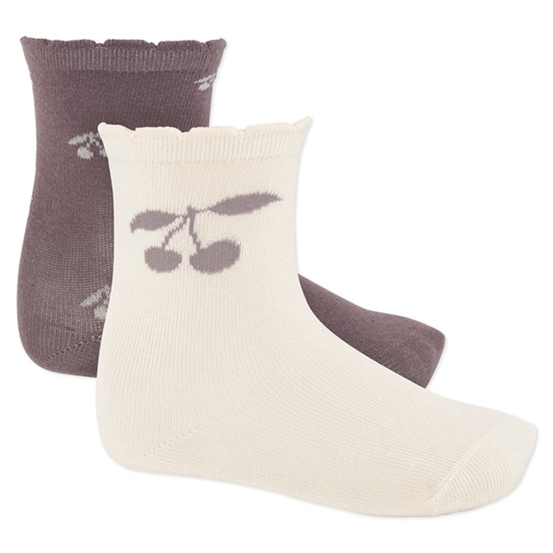 Konges Sljd Jacquard Socks Frill 2-pack Mon Grand Cherry