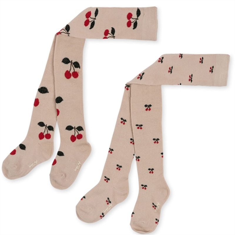 Konges Sljd Jacquard Tights 2-pack Big Cherry\/Cherry