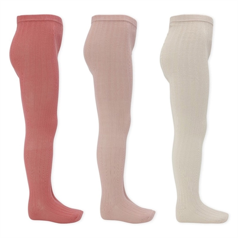 Konges Sljd Rib Tights 3-pack Desert Rose\/Creme Rose\/Rose