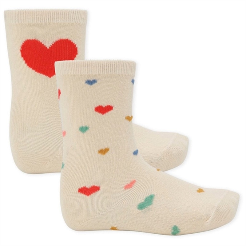 Konges Sljd Jacquard Knee Socks 2-pack Hearts