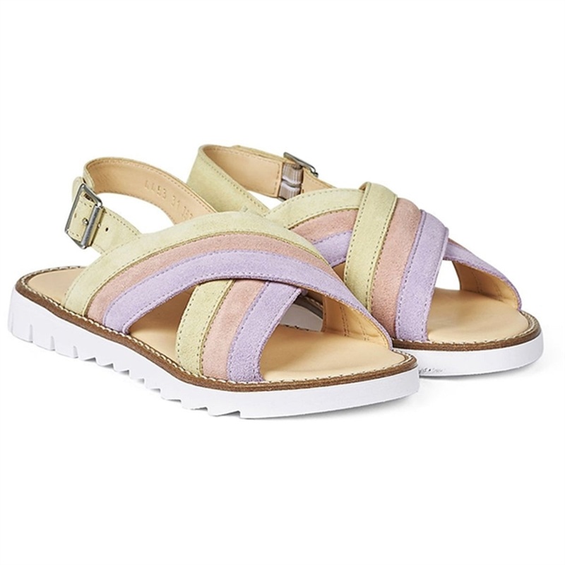 Angulus Sandal W. Open Toe And Buckle Lilac\/Peach\/Light Yellow