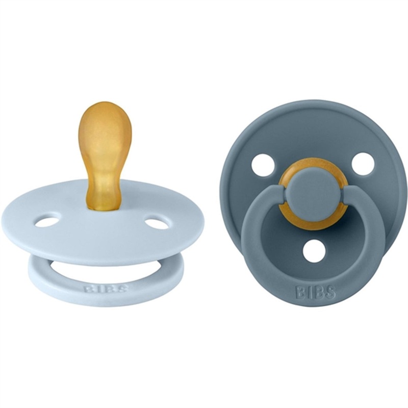 Bibs Colour Latex Symmetrical Pacifier 2-pack Baby Blue\/Petrol