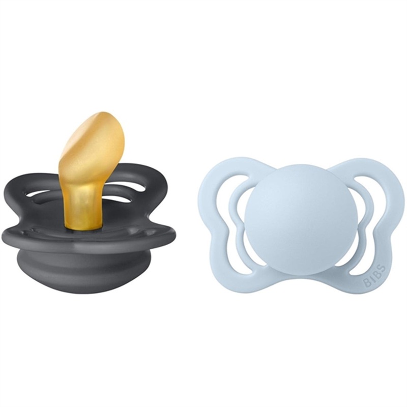 Bibs Couture Latex Pacifier 2-pack Iron\/Baby Blue