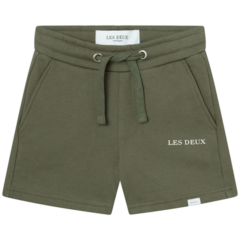 Les Deux Kids Olive Night\/Ivory Lens Sweatshorts