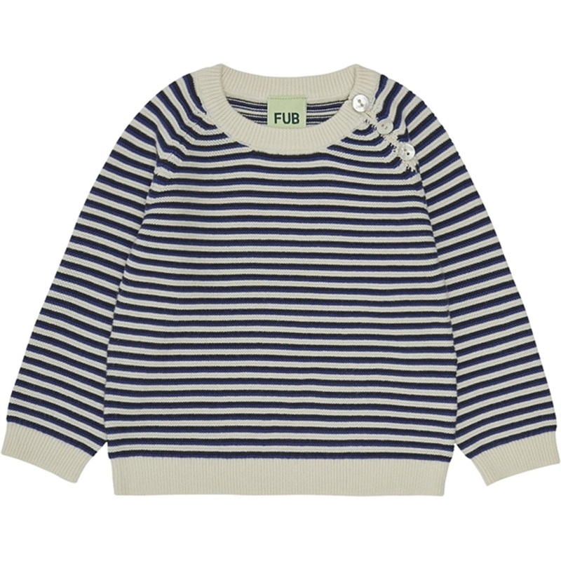 FUB Baby Purlrib Blouse Ecru\/Cobolt\/Dark Navy