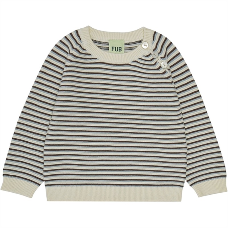 FUB Baby Purlrib Blouse Ecru\/Glacier\/Maroon