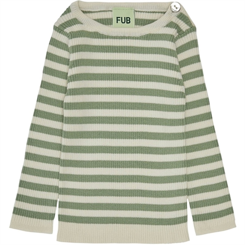 FUB Baby Striped Rib Blouse Ecru\/Leaf