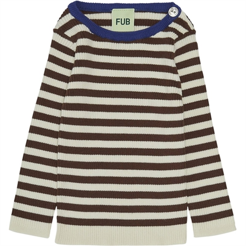 FUB Baby Striped Rib Blouse Ecru\/Maroon