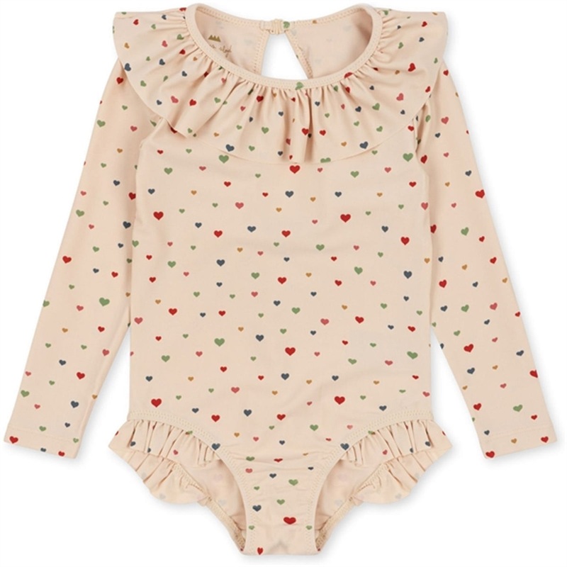 Konges Sljd Multi Hearts Manuca Frill Swimsuit