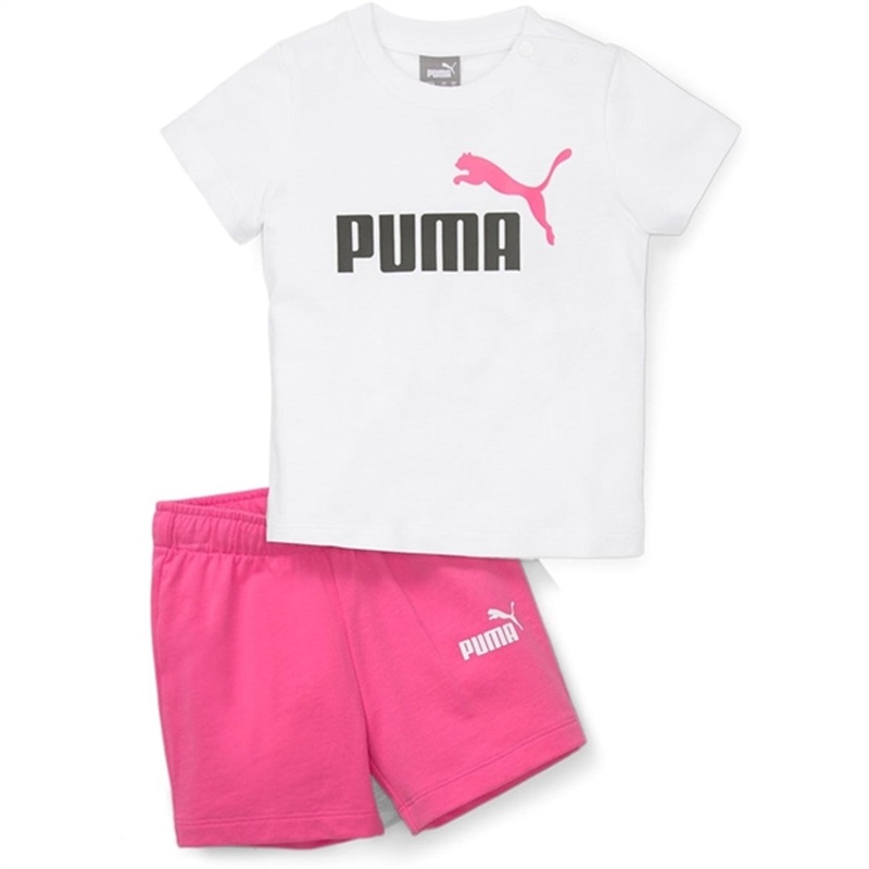Puma Minicats T-shirt \u0026 Shorts Set White-Pearl Pink