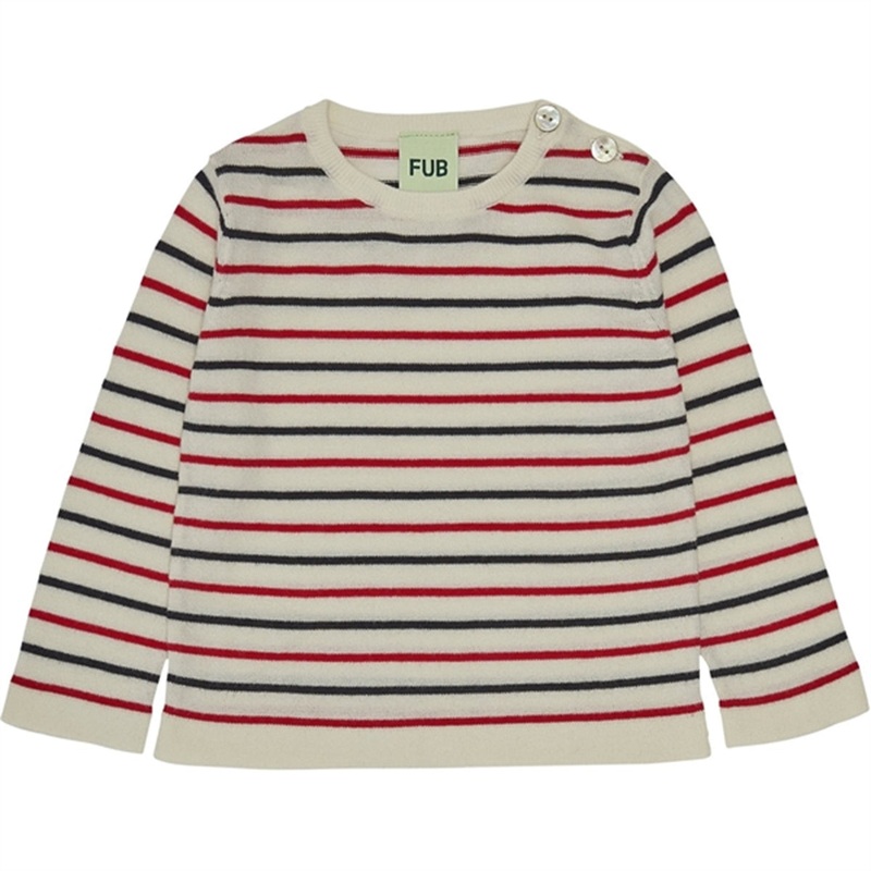 FUB Baby Contrast Striped Blouse Ecru\/Dark Navy\/Bright Red