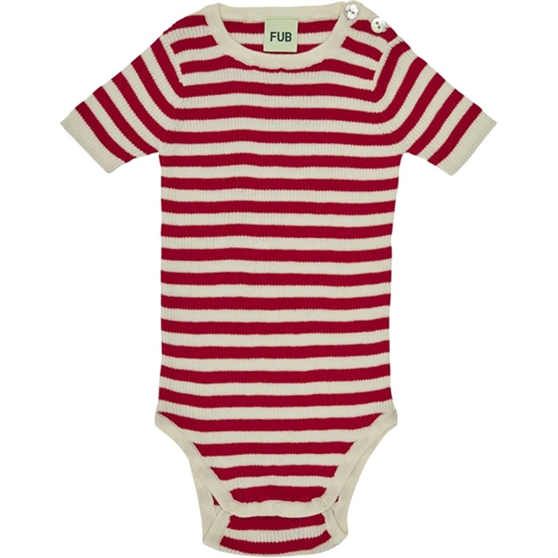 FUB Baby Rib Body Ecru\/Bright Red
