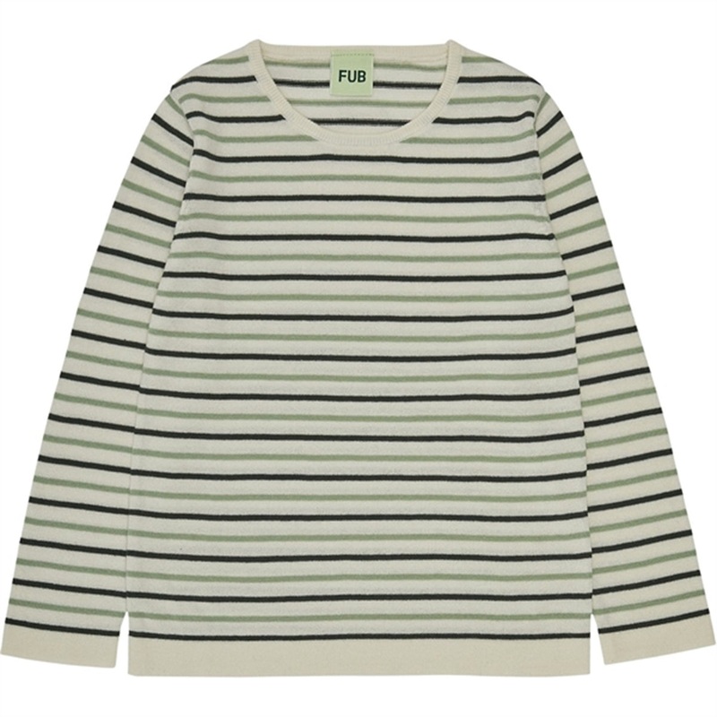 FUB Contrast Striped Blouse Ecru\/Deep Green\/Leaf