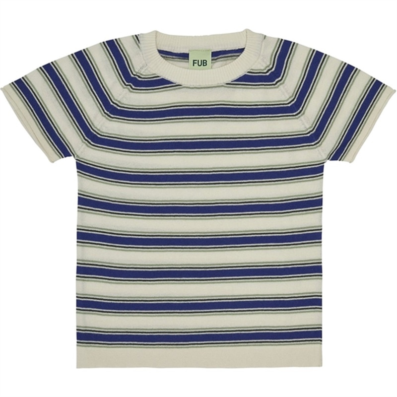 FUB Multi Striped T-Shirt Ecru\/Cobolt