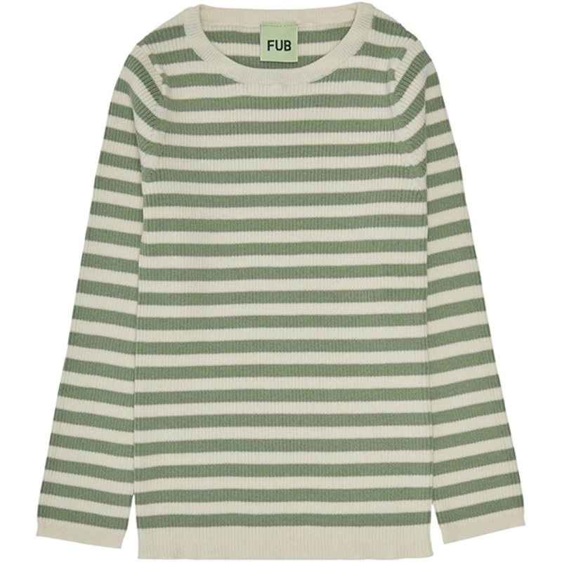 FUB Striped Rib Blouse Ecru\/Leaf