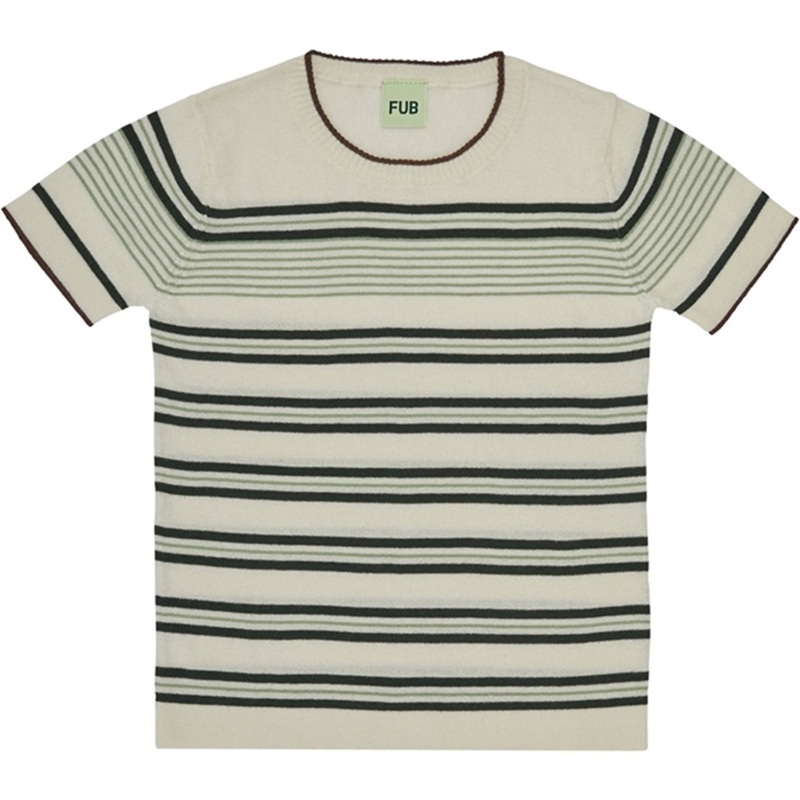 FUB Striped T-Shirt Ecru\/Deep Green