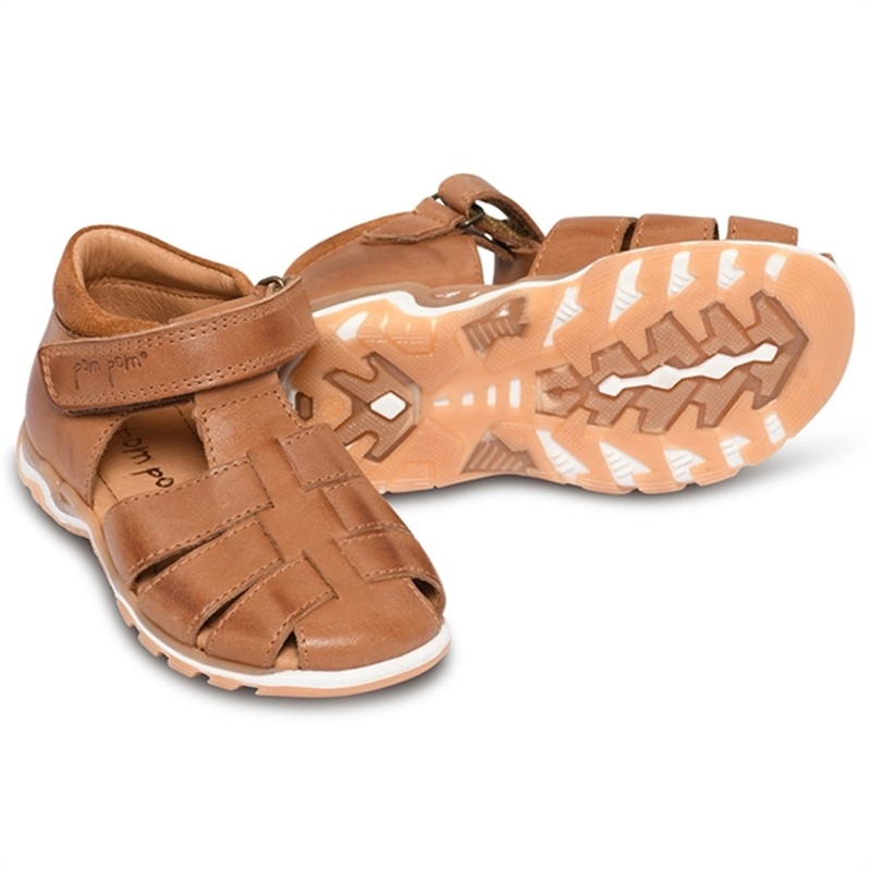 Pom Pom Sporty Velcro Sandal Camel