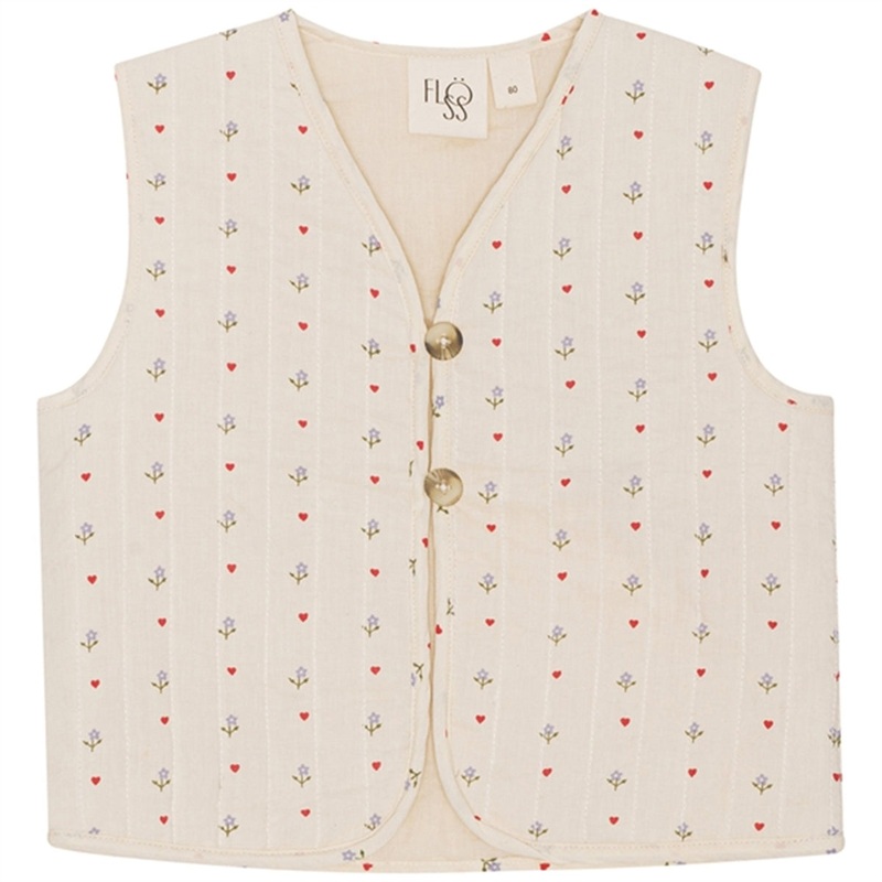 Flss Wilma Quiltet Vest Heart Print