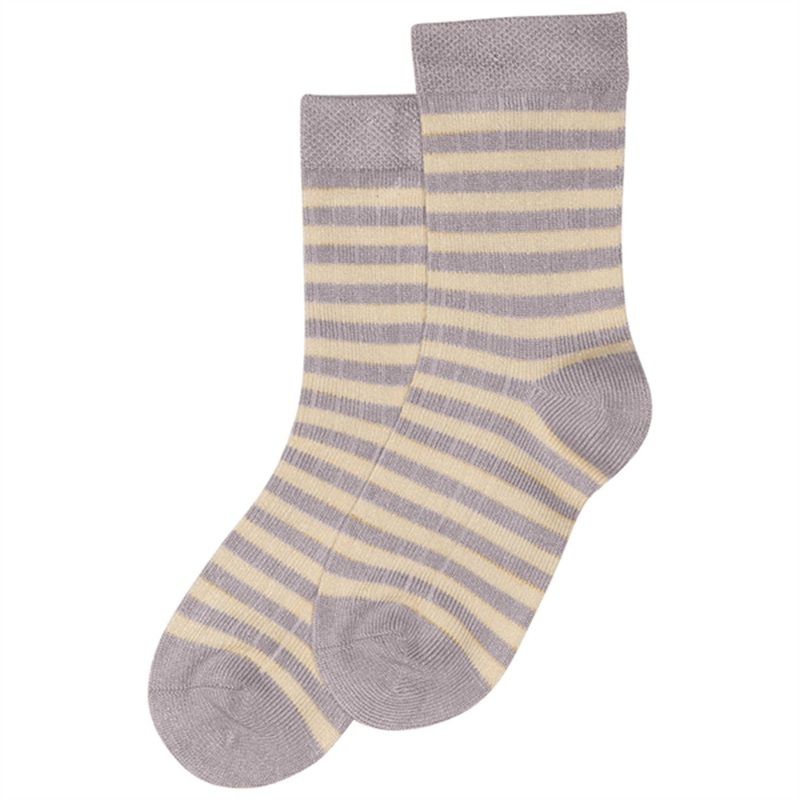 minipop Dusty Lavender\/Offwhite Bamboo Socks Stripe
