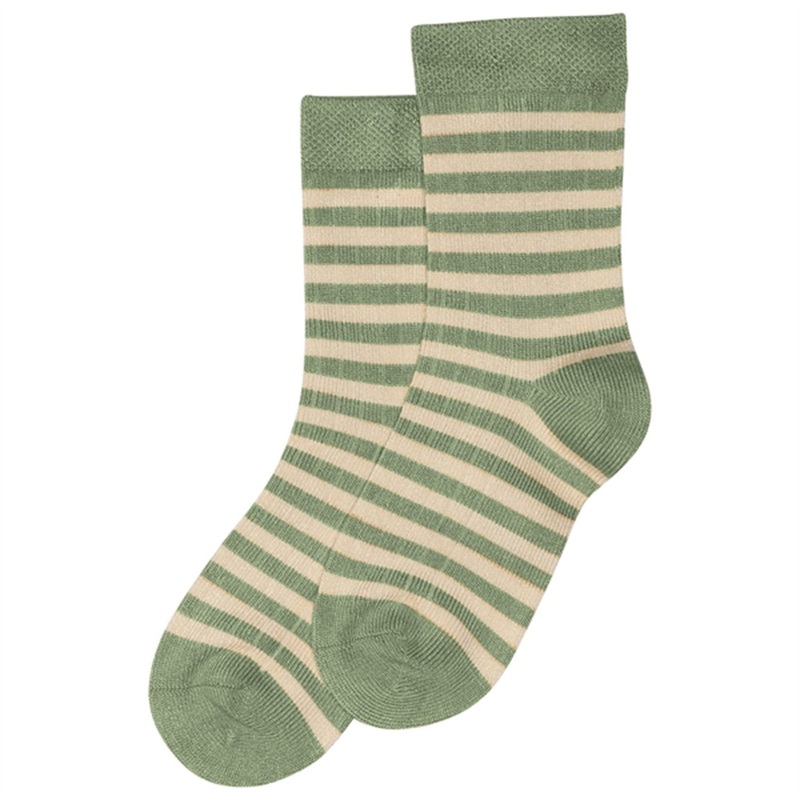 minipop Spring Green\/Offwhite Bamboo Socks Stripe