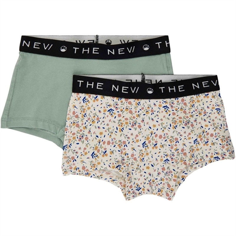 THE NEW White Swan Tiny Flower AOP\/Jadeite Hipsters 2-pack