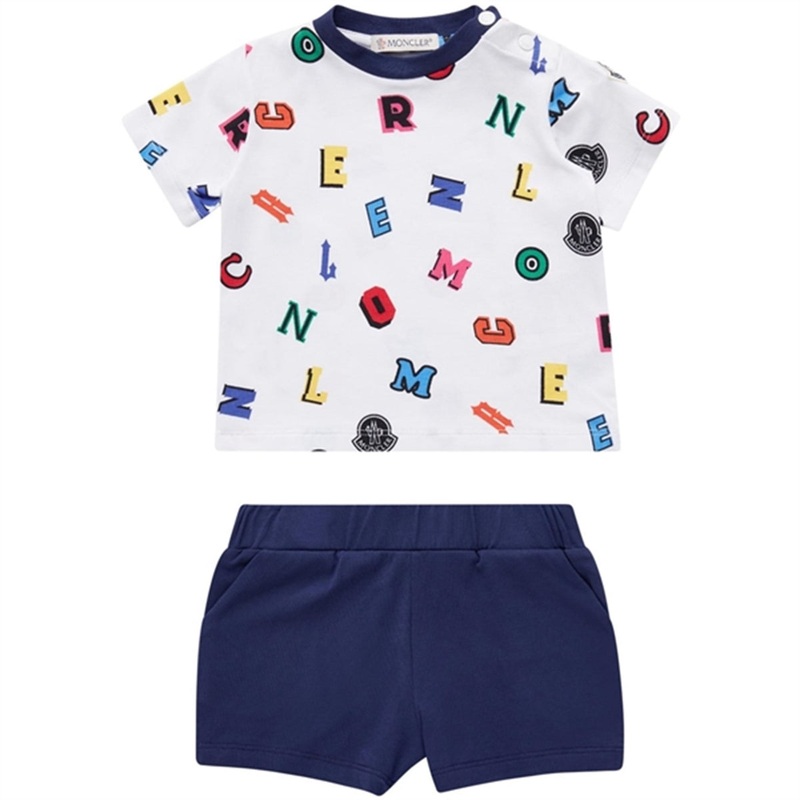 Moncler T-Shirt and Shorts Set White \u0026 Blue