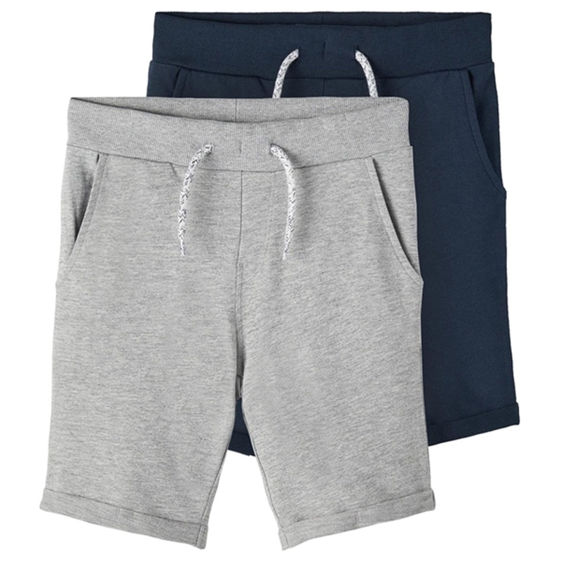 Name it Grey Melange\/Dark Sapphire Vermo Lange Sweat Shorts 2-pack Noos