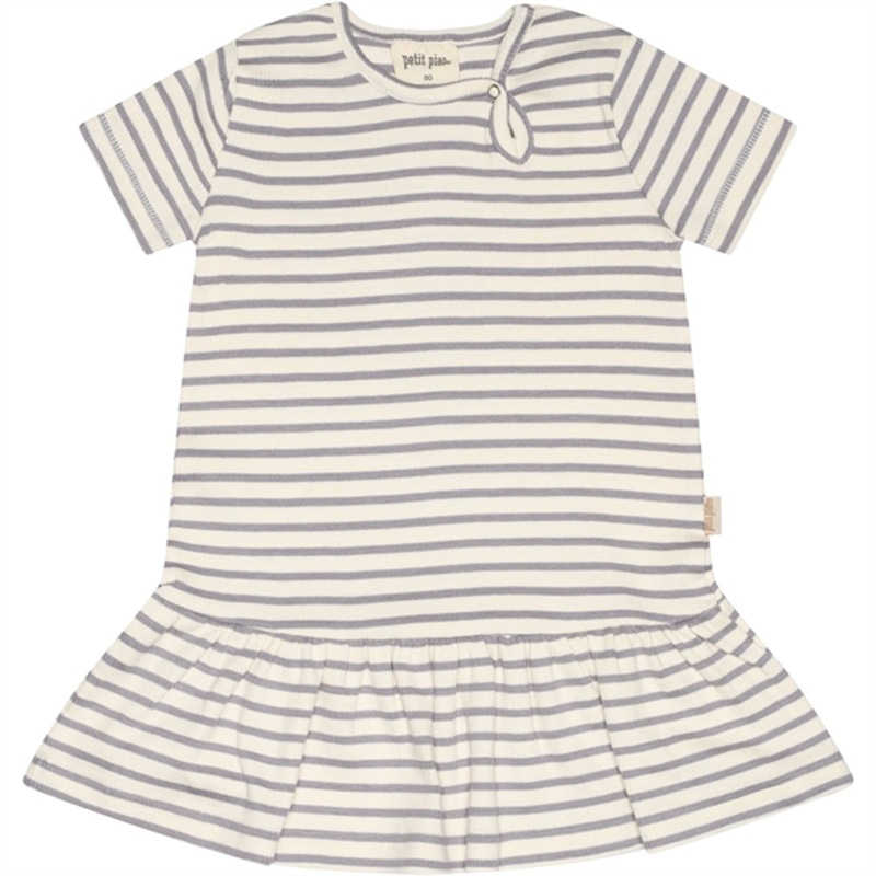 Petit Piao Dusty Lavender\/Offwhite Dress S\/S Modal Striped
