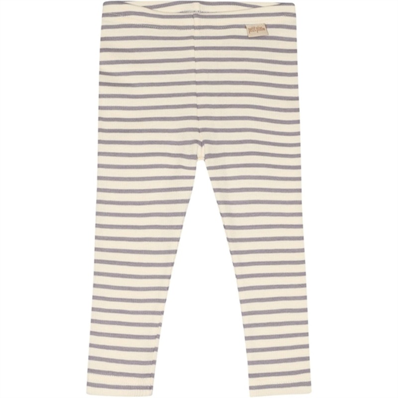 Petit Piao Dusty Lavender\/Offwhite Leggings Modal Striped