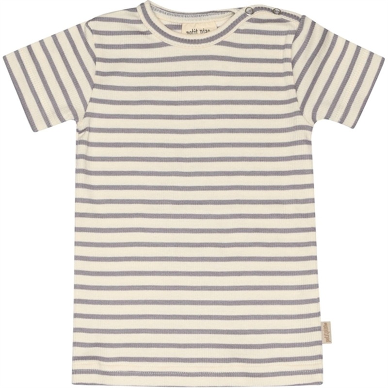 Petit Piao Dusty Lavender\/Offwhite T-shirt S\/S Modal Striped