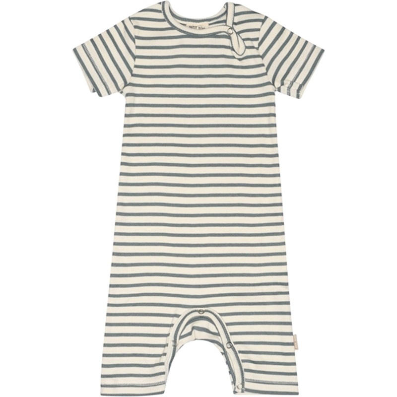 Petit Piao Light Petrol\/Offwhite Jumpsuit S\/S Modal Striped