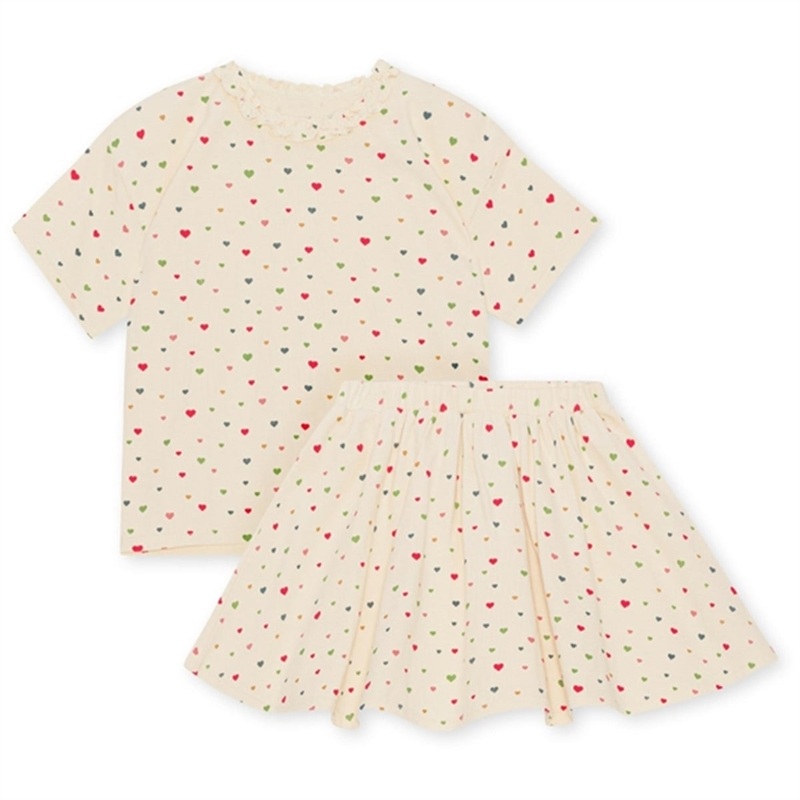 Konges Sljd Multi Hearts Lin Skirt Set