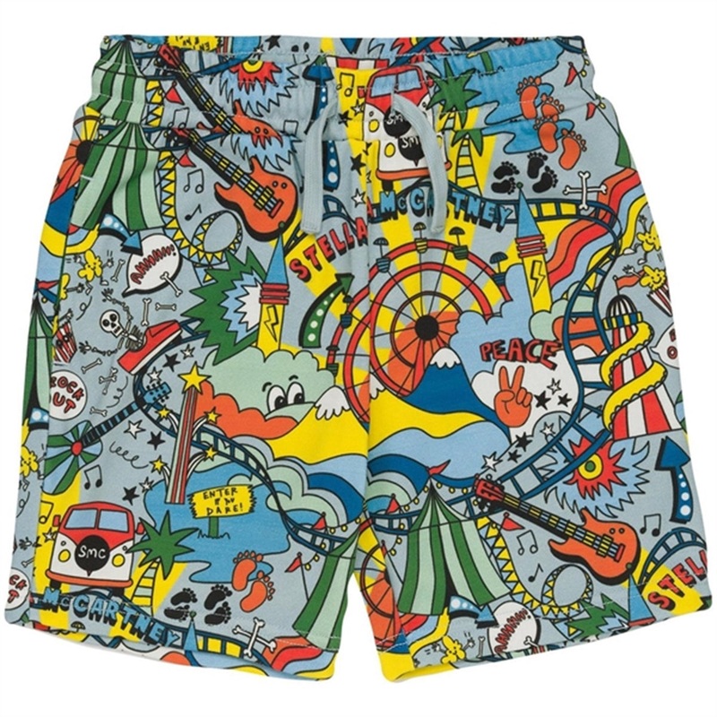 Stella McCartney Light Blue\/Colourful Jersey Shorts