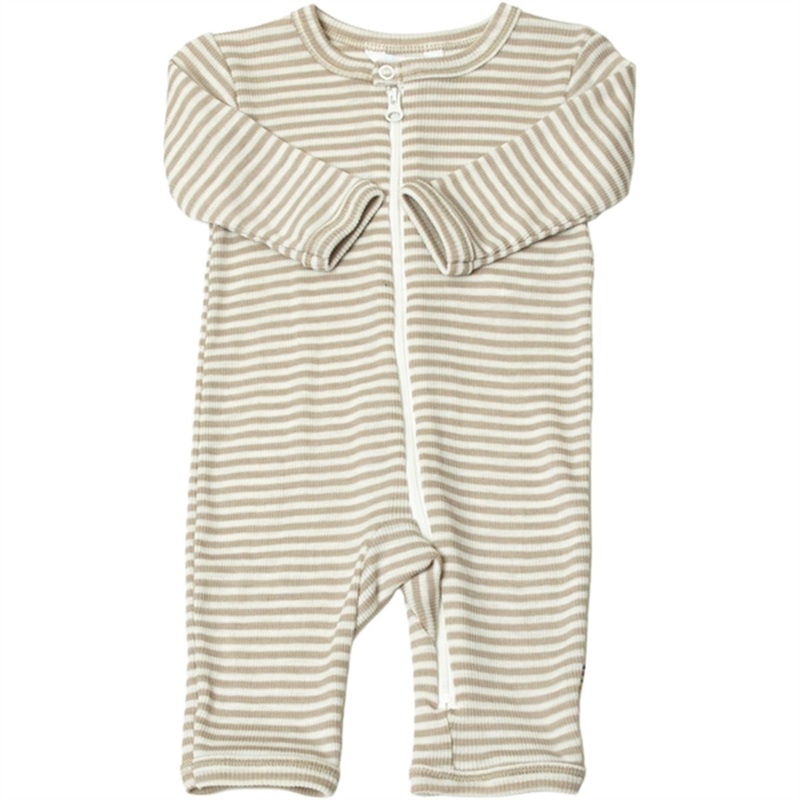 Joha Wool\/Silk Beige Stripe Jumpsuit