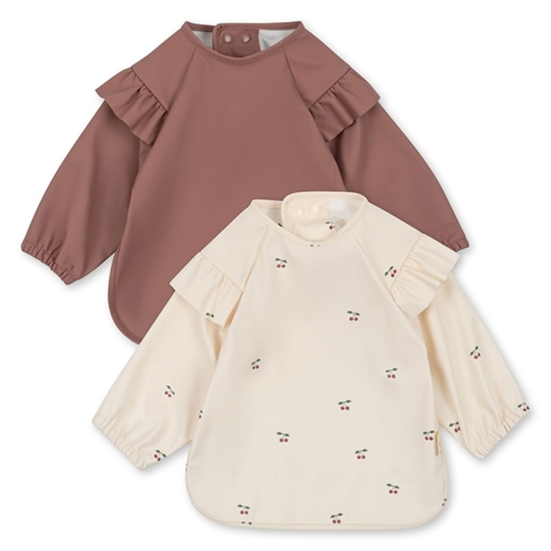 Konges Sljd Bib w. Sleeves 2-pack Cherry\/Rosewater
