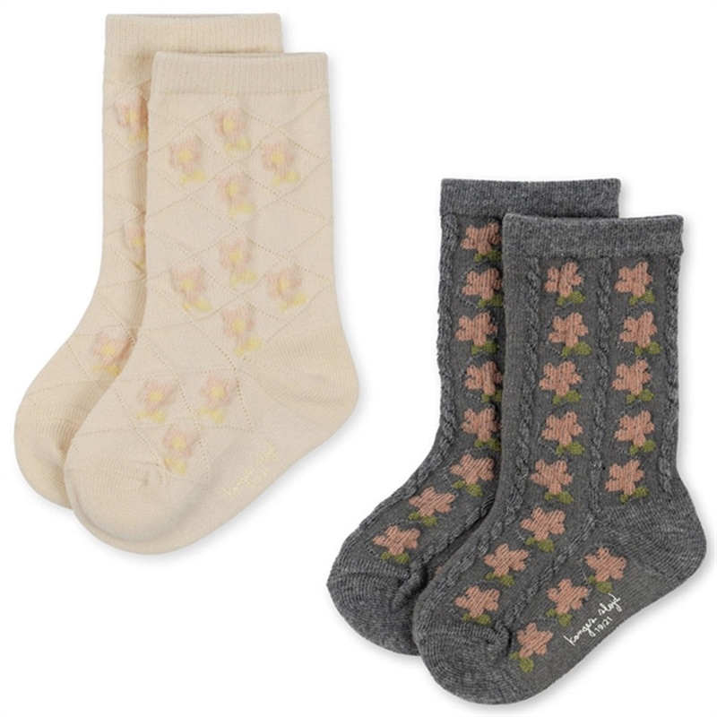 Konges Sljd Pointelle Socks 2-pack Flower