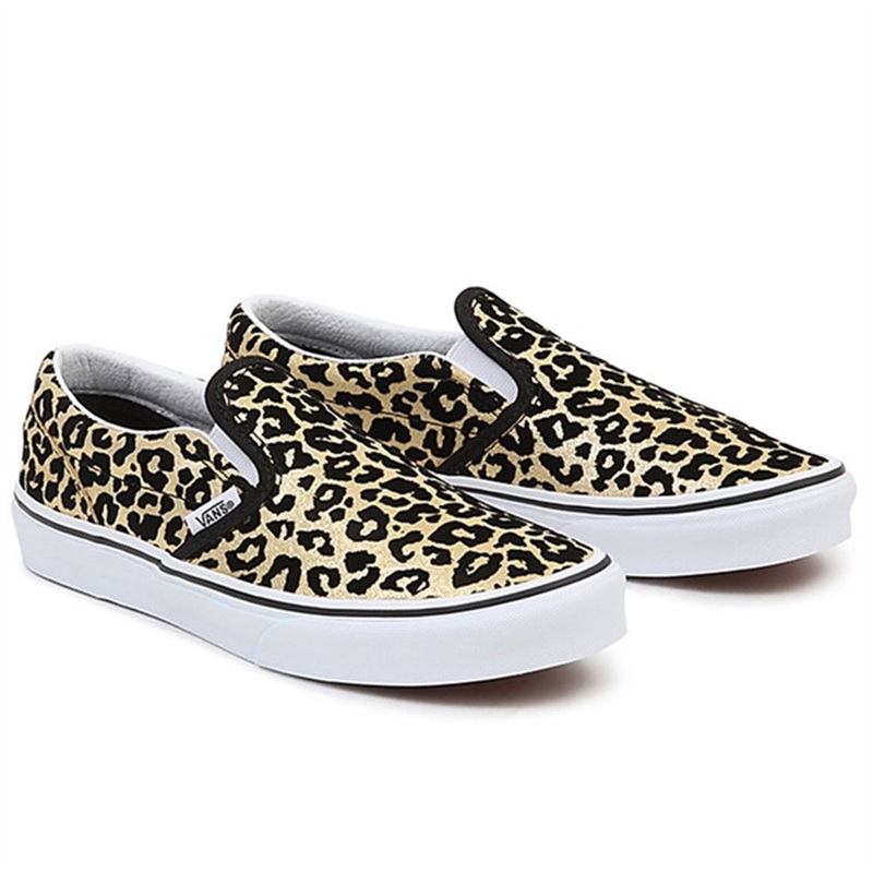 VANS JN Classic Slip-On Sneakers Flocked Leopard Black\/True White