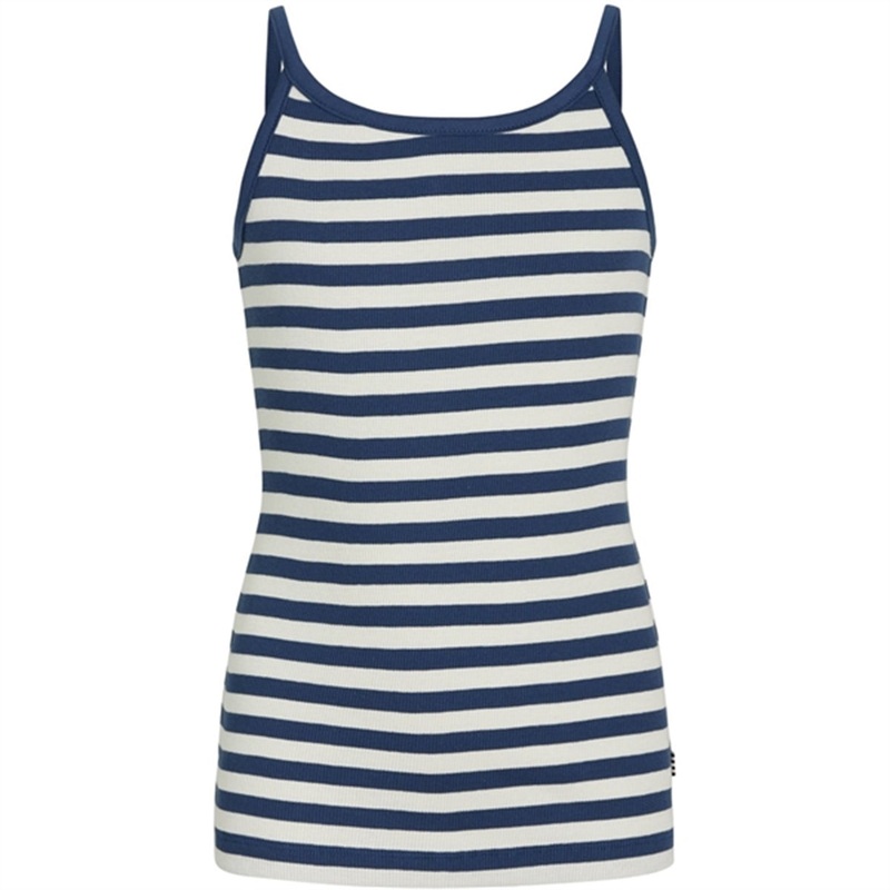 Mads Nrgaard 2×2 Cotton Stripe Trilina Top Estate Blue\/Cloud Dancer