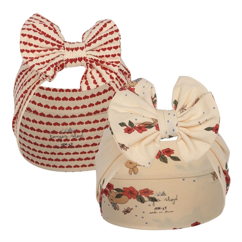 Konges Sljd Bunny Tokki\/Heart 2-pack Basic Bambi Bow Bonnet