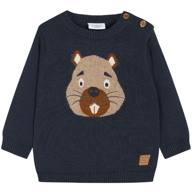 Hust \u0026 Claire Baby Blue Night Pilou Knit Sweater