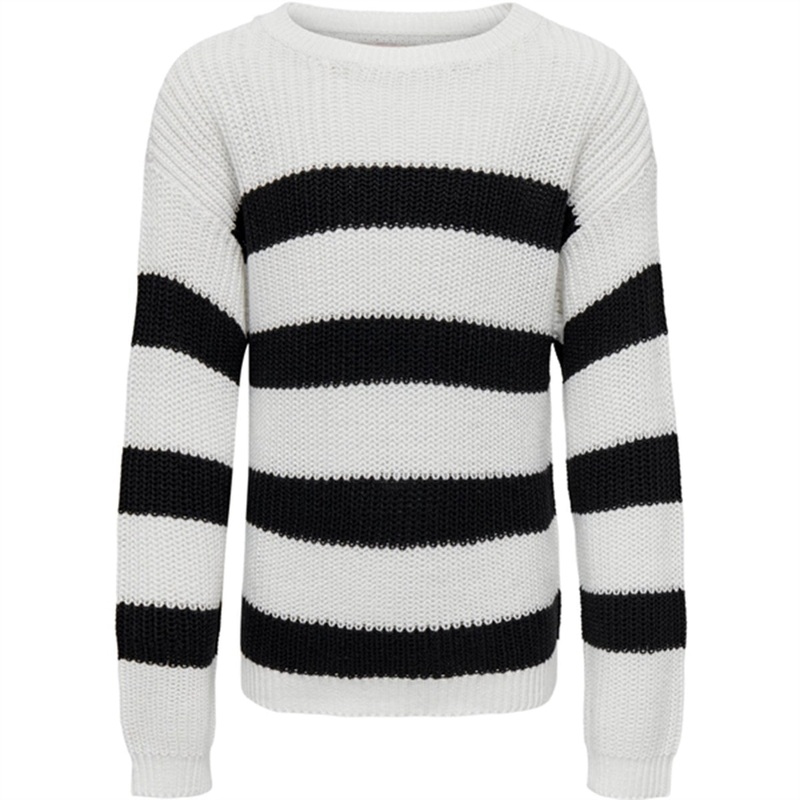 kids only Cloud Dancer Black Sif Striped Knit Blouse