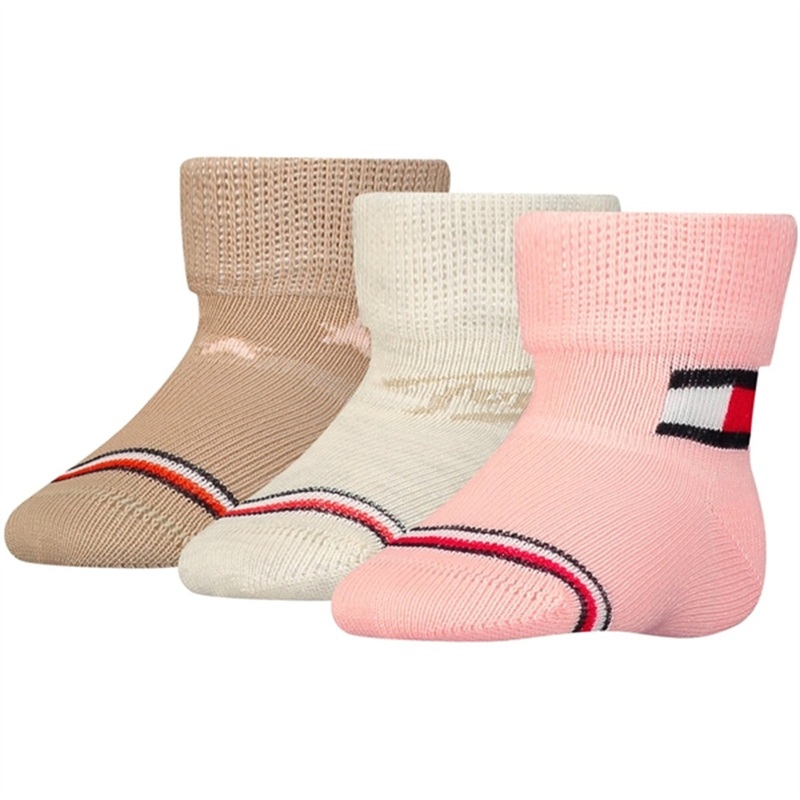Tommy Hilfiger Baby Iconic Socks 3-Pack Giftbox Pink Combo