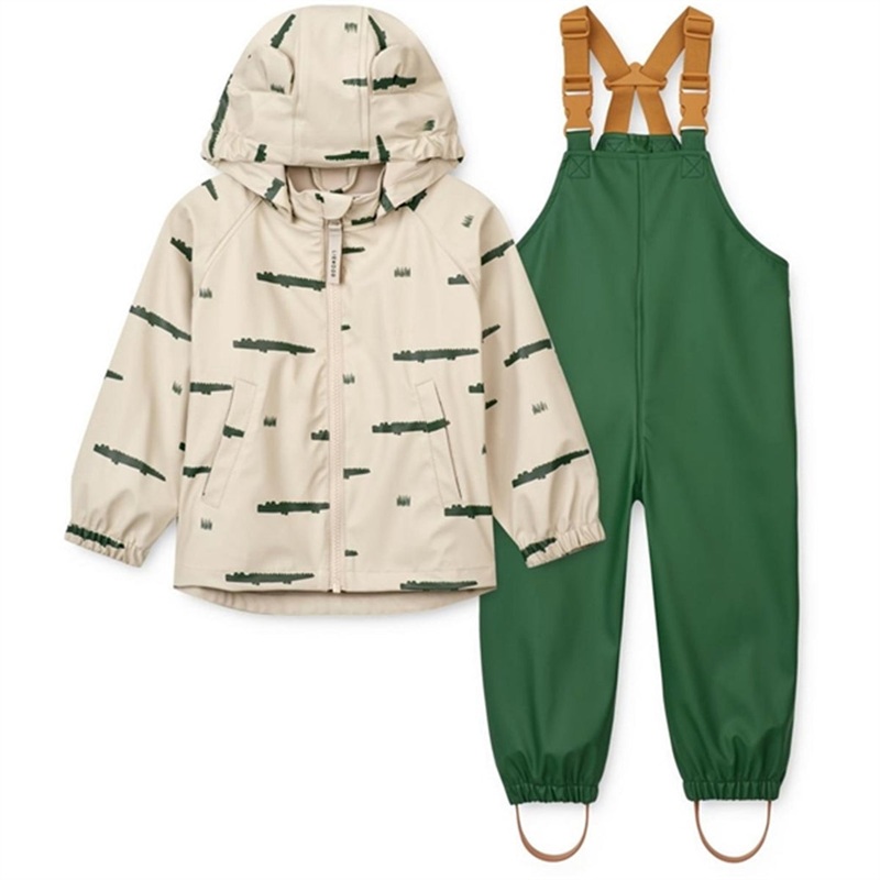 Liewood Melodi Printed Rainwear Set Crocodile \/ Sandy