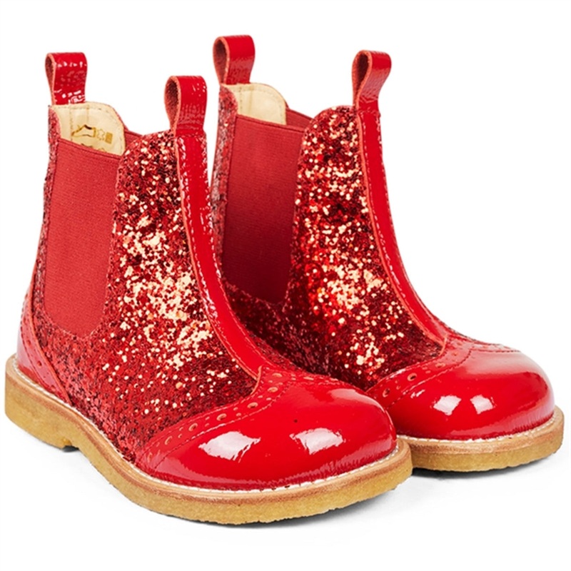Angulus Chelsea Boots With Glitter Red\/Red\/Red Elastic