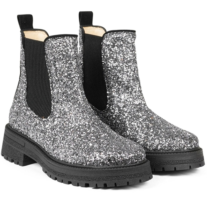 Angulus Chelsea Boots With Track-Sole Dusty Lavender Glitter\/Black\/Black
