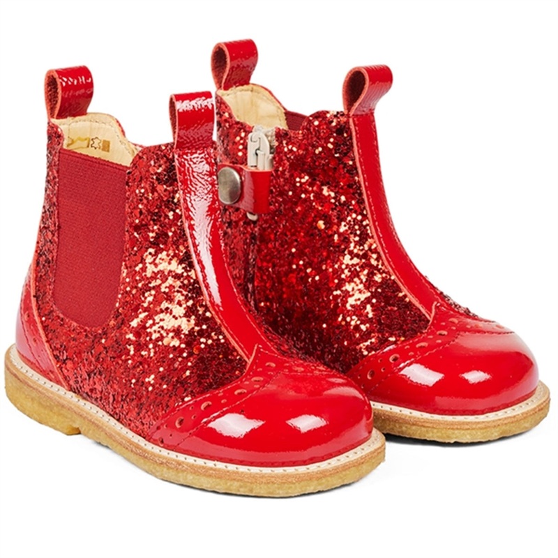 Angulus Starter Chelsea Boots With Zipper Red\/Red\/Red Elastic