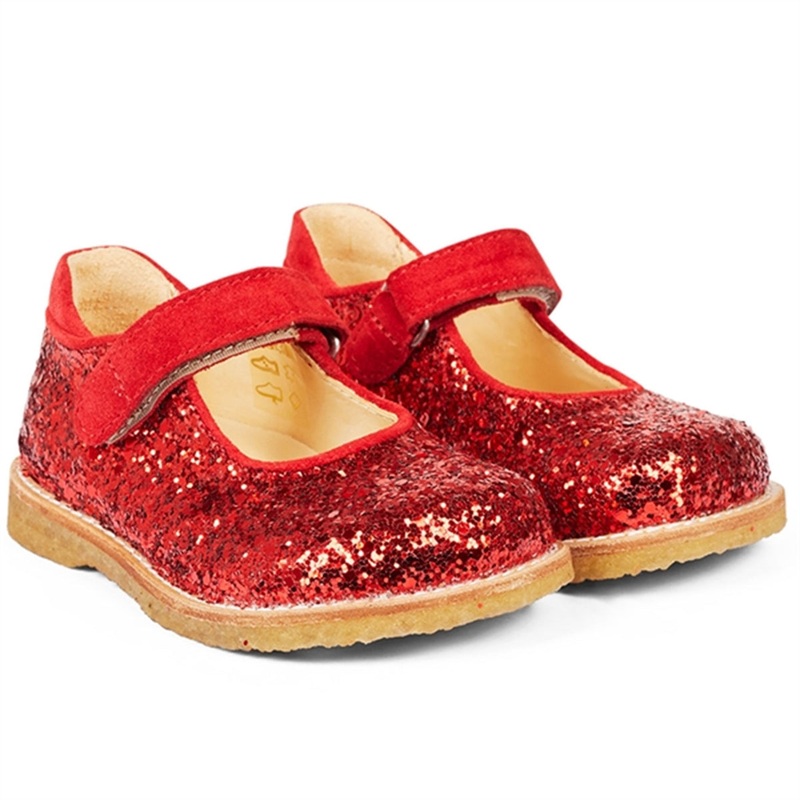 Angulus Starter Mary Janes With Velcro Red\/Red Glitter