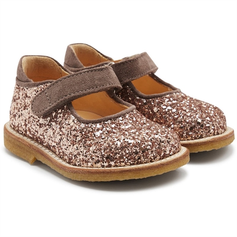 Angulus Starter Tulle Shoe With Velcro Maple Glitter\/Taupe