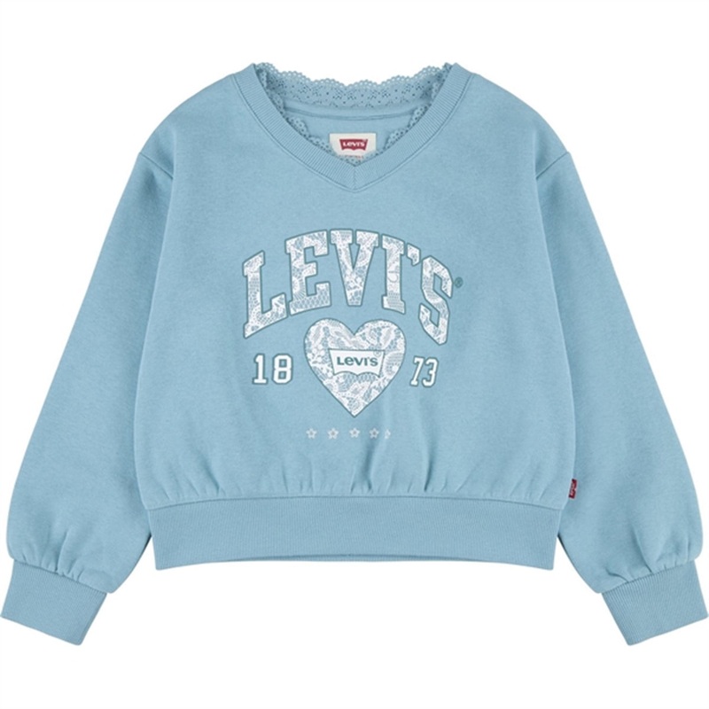 Levi’s Lace Trim V-neck Blouse Aqua Sea Blue